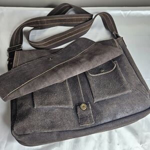 David King Distressed Leather Large Full Flap Messenger Bag Mailbag 16×11 Brown